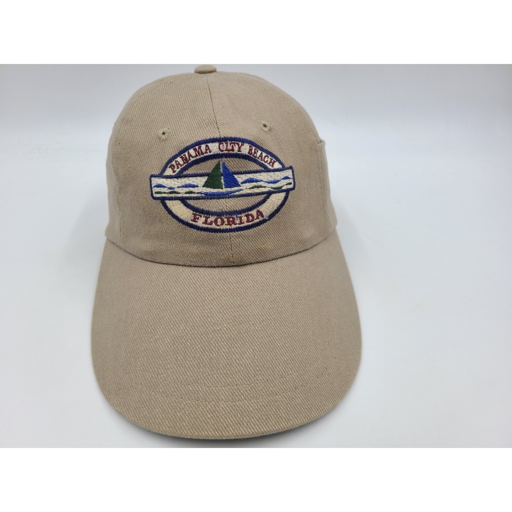 Vintage Panama City Beach Florida Adjustable Hat‎ Cap Fish Sail Men Women Beige